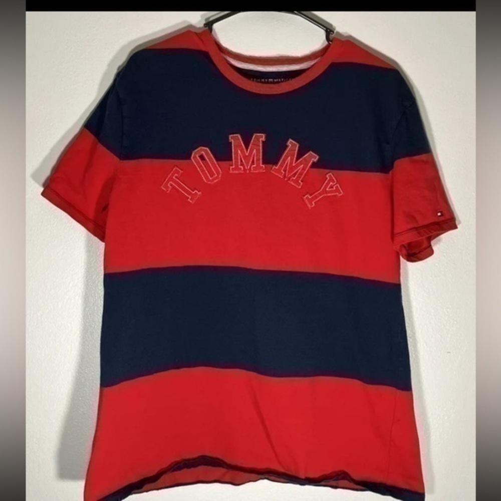 Tommy Hilfiger Red/Blue Striped  T-Shirt, Men’s Size Large